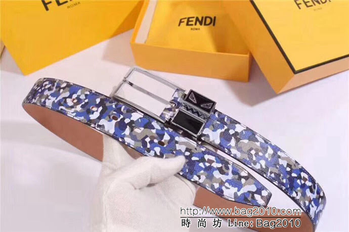 FENDI芬迪 原單正品 小怪獸皮帶系列 小怪獸琺瑯滴膠針扣 小牛皮男士皮帶  xfp1333